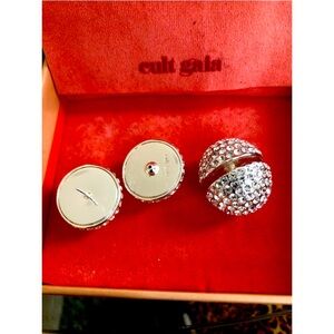 CULT GAIA 🪐 amara DOUBLE BACK rhinestone earrings $240 So chic SOLD OUT RAREST!